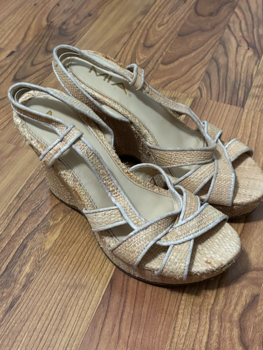 MIA Natural Woven Espadrille Wedge Sandals